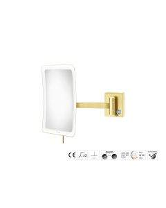 Sanco LED Cosmetic mirrors Μεγεθυντικός καθρέπτης x3 με LED PVD χρυσό ορείχαλκο βουρτσιστό MRLED-305-PVD-02BR