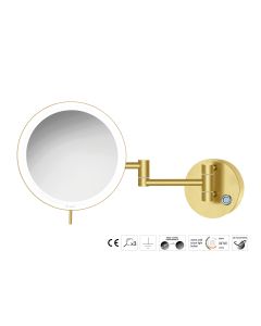 Sanco LED Cosmetic mirrors Μεγεθυντικός καθρέπτης x3 με LED PVD χρυσό ορείχαλκο βουρτσιστό MRLED-701-PVD-02BR