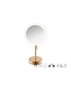 Sanco LED Cosmetic mirrors LED Επικαθήμενος Καθρέπτης μεγεθυντικός x3 PVD θερμό μπρονζέ βουρτσιστό MRLED-903-PVD-01BR