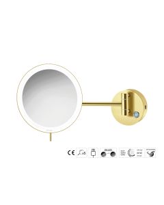 Sanco LED Cosmetic mirrors LED Καθρέπτης μεγεθυντικός x3 usb charging PVD χρυσό ορείχαλκο βουρτσιστό MRLED-905-PVD-02BR