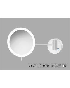 Sanco LED Cosmetic mirrors LED Καθρέπτης μεγεθυντικός x3 usb charging Λευκό ματ MRLED-905-Μ101