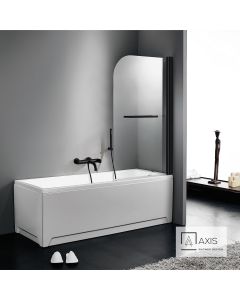 Διαχωριστικό μονόπτυχο μπανιέρας 85 εκ. ύψους 140εκ. με Πετσετοκρεμάστρα, AXIS Clear Black Matt XG850T-400