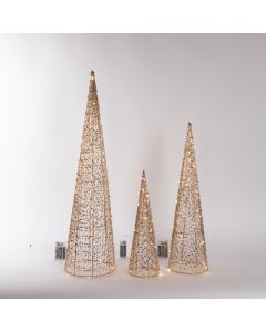 ΦΩΤΙΖΟΜΕΝΟΙ ΚΩΝΟΙ 40/60/80cm , 3 ΣΧΕΔΙΑ, 20/30/40 MINI LED, ΜΠΑΤΑΡΙΑΣ 2xAA/3xAA, ΧΡΟΝΟΔΙΑΚΟΠΤΗ, ΑΣΗΜΙ ΧΑΛΚΙΝΟ ΚΑΛΩΔΙΟ, ΧΡΥΣΟΣ ΜΕΤΑΛΛΙΚΟΣ ΣΚΕΛΕΤΟΣ, ΘΕΡΜΟ ΛΕΥΚΟ LED, ΠΡΟΕΚΤΑΣΗ ΠΑΡΟΧΗΣ 30cm, IP44 Eurolamp 600-22575