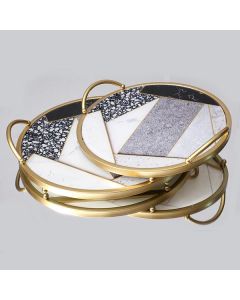 S/2 ΔΙΣΚΟΣ ΜΕΤΑΛΛΙΚΟΣ ΜΕ ΓΥΑΛΙ ΧΡΥΣΟΣ 35x35x6cm / 30x30x6cm Eurolamp 752-16039