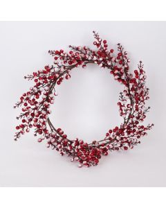 ΣΤΕΦΑΝΙ ΜΕ ΚΟΚΚΙΝΑ ΧΙΟΝΙΣΜΕΝΑ BERRIES, 45cm Eurolamp 600-46143