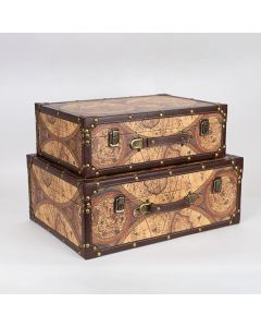 S/2 ΒΑΛΙΤΣΕΣ ΞΥΛΙΝΕΣ ΧΑΡΤΗΣ 42x30x16cm / 37x25x13cm Eurolamp 752-17012