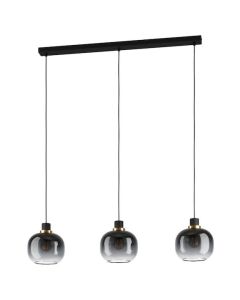 Κρεμαστό Φωτιστικό Μαύρο Τρίφωτη Ράγα 95xH110cm 3xE27 Eglo Oilella 99617