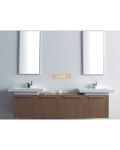 Έπιπλο Μπάνιου ECO-160 160εκ. Βάση & δύο νιπτήρες, MFC Χρώμα Μελαμίνης L-oak FT21.160.002LO