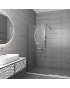 Orabella Serena Brushed nickel  H200 100 cm - Καμπίνα ελεύθερης τοποθέτησης με βραχίονα στήριξης τοίχου 30778