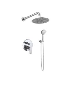 Orabella Falcon set - Μπαταρία λουτρού, εντοιχισμού 2 σημείων, τηλέφωνο, σπιράλ, παροχή με στήριγμα και κεφαλή ντουζ Φ250 με βραχίονα 15159