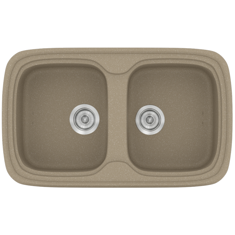 Νεροχύτης Κουζίνας Συνθετικός 82x50 εκ.2 Γούρνες Granite Taupe Ένθετος Eρμάριο 80 εκ.Sanitec Premium 312-42