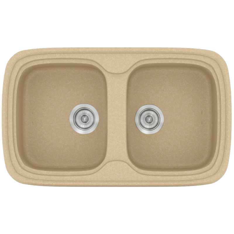 Νεροχύτης Κουζίνας Συνθετικός 82x50 εκ.2 Γούρνες Granite Cappuccino Ένθετος σε ερμάριο 80 εκ.Sanitec Classic 312-45