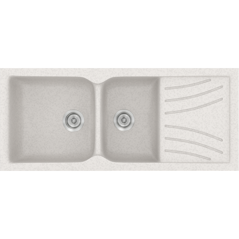 Νεροχύτης Κουζίνας Συνθετικός Metallic Ice 115*50 εκ. Ένθετος ερμάριο 80 εκ. Δύο γούρνες & Ποδιά Sanitec Electric 323