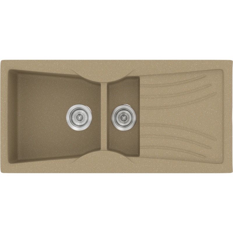 Νεροχύτης Κουζίνας Συνθετικός 104x51cm Ένθετος Eρμάριο 70cm Sanitec Classic 329-15-Metallic-Cream