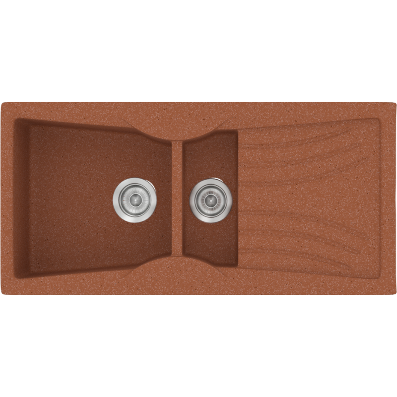 Νεροχύτης Κουζίνας Συνθετικός 104x51cm Ένθετος Eρμάριο 70cm Sanitec Classic 329-20-Granite-Terracotta