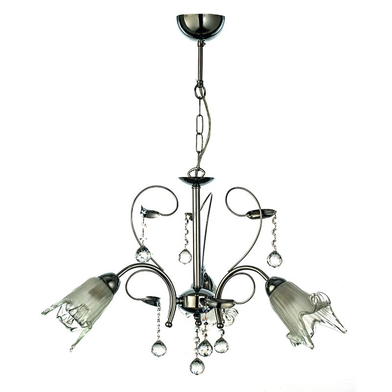 InLight Κρεμαστό φωτιστικό από χρώμιο μέταλλο κρύσταλλα και λευκό γυαλί 3XE14 D:60cm 5300-3-CH