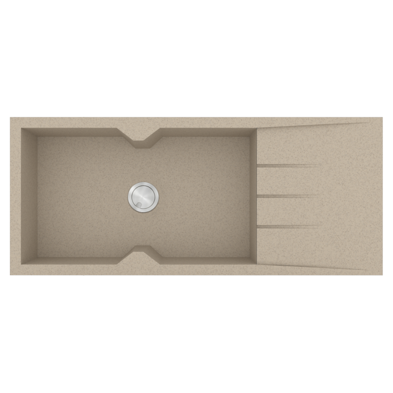 Νεροχύτης Κουζίνας 116x50cm Ένθετος Ερμάριο 80cm Γρανίτης Sanitec Ultra Granite 817-32-Sabbia