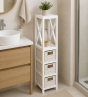Έπιπλο MDF με 1 Ράφι και 3 Συρτάρια Λευκό 17x24x82cm MRShome DS-1232000