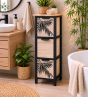 Συρταριέρα MDF με 3 Συρτάρια 25x25x77cm Μπεζ/Μαύρη με Σχέδιο MRShome DS-1340000