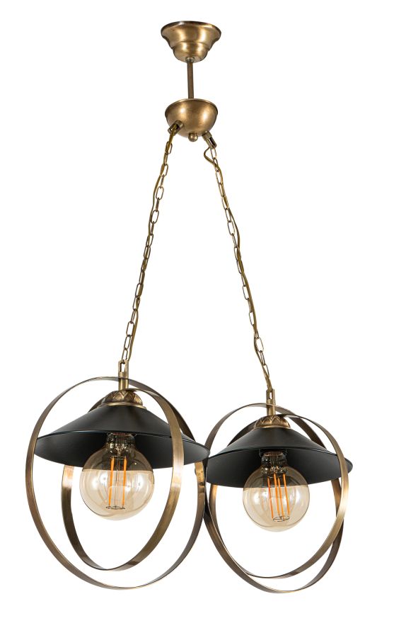 PDT 2062-2 # ΚΡΕΜ. 2/Φ  ΔΥΟ ΜΕΤΑΛΛΙΚΟΙ ΚΥΚΛΟΙ ΣΥΝΔΥΑΣΜΟΣ ΜΕ ΚΑΜΠΑΝΑ  Ε 27 ARlight 0103462