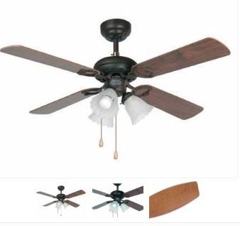 Ανεμιστήρας Οροφής Small Ø107cm 47w με Φωτισμό 4*Ε27,Κορμός σκούρο Καφέ, Τέσσερα Πτερύγια Μαόνι-σκούρο καφέ Διπλής όψης, Αλυσίδα,Faro Lisboa 33102