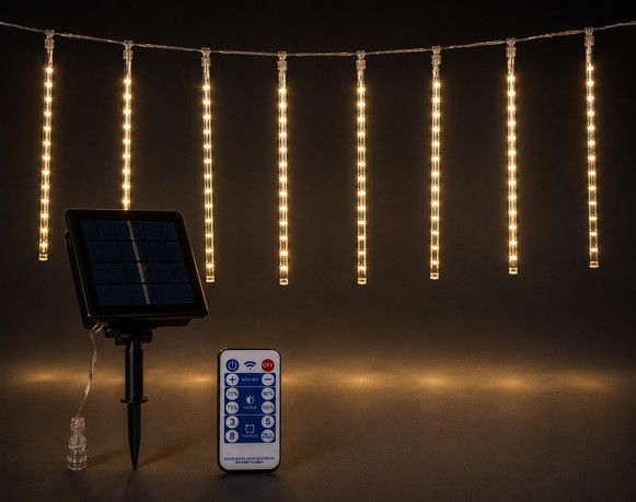 192Led Επεκτεινόμενη Κουρτίνα Με 8 Tube Με Ηλιακό Πάνελ Προγραμμάτων ,Χρονοδιακόπτη Και Ντίμερ ,230 x 30(h)cm Lianos 223978