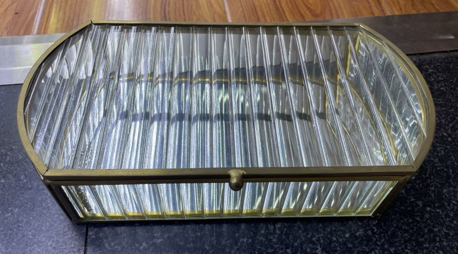 Κουτί Κοσμημάτων 24x12cm Γυάλινο Χρυσές Λεπτομέρειες Etoile AB-201