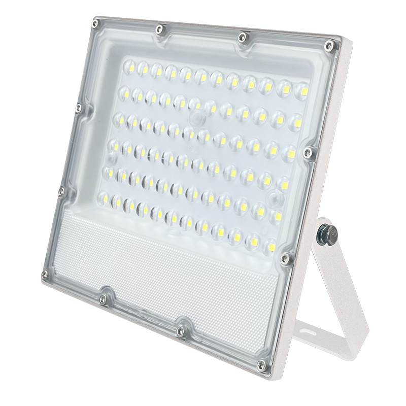 LED WHITE SMD FLOOD LUMINAIRE IP65 50W 6000K 6000Lm 100-277V RA80 IK08 5YRS BREATHING VALUE ACA J5060W