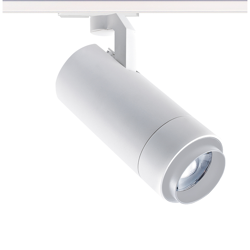 SAND WHITE LED ZOOMABLE TRACK LUMINAIRE 25W 4000K 1-PHASE 25-60° 3000LM MAX. 230V AC Ra80 5YRS ACA MEL2540W2