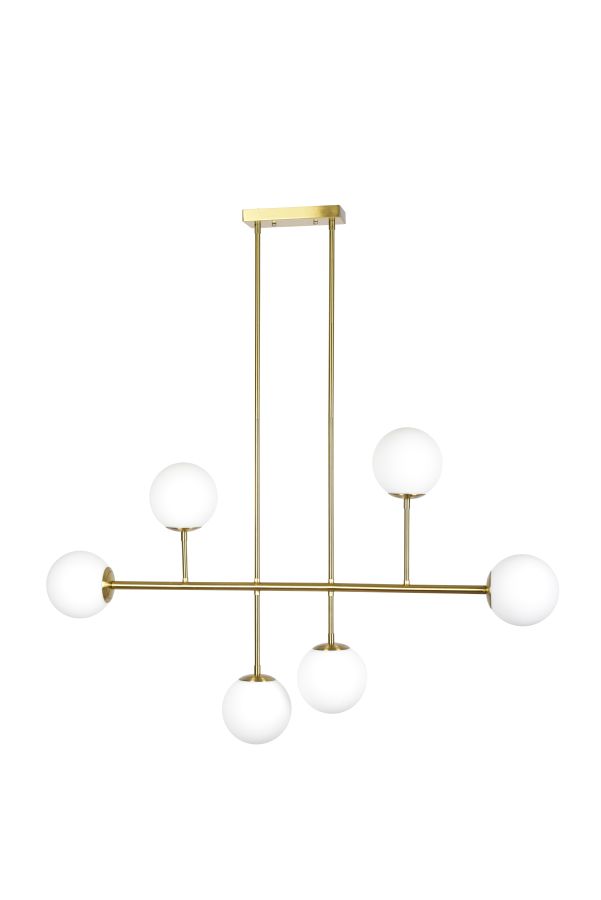SE 110-6 PRATO PENDANT BRASS GOLD WITH 6 OPAL GLASSES Φ15 Γ4 HOMELIGHTING 77-4491