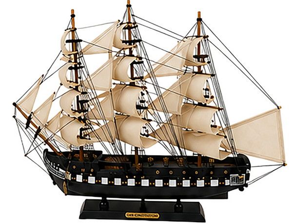 Ξύλινο Παραδοσιακό Καράβι 60 x 12 x 43(h)cm,Χρώμα Μάυρο - Λευκό Lianos 31126