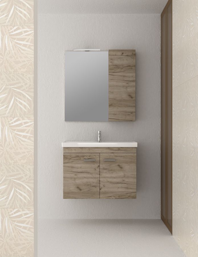 Σετ Έπιπλο Μπάνιου Βάση 80cm  Βάση -Νιπτήρας-Καθρέπτης -Φωτιστικό Savvopoulos Economy Emily-II-80-8086