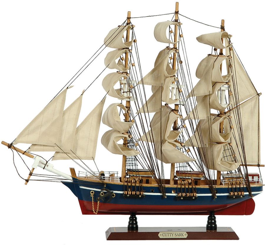 Ξύλινο Παραδοσιακό Καράβι 50 x 10 x 45 (H) cm, Χρώμα Καφέ-Μπλέ Lianos 31111