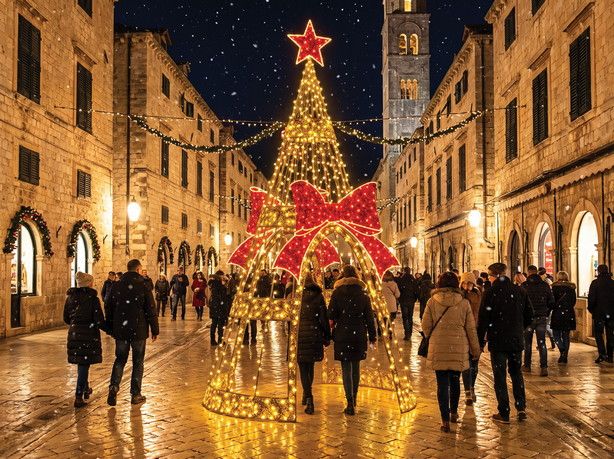 Φωτιζόμενο Χριστουγεννιάτικο Δέντρο Εξωτερικού Χώρου Με Pvc Γιρλάντα Και 7366 Led Θερμού Φωτισμού Με Μπρίζα Σούκο Ip65 300x300x600(H)cm Lianos 64373
