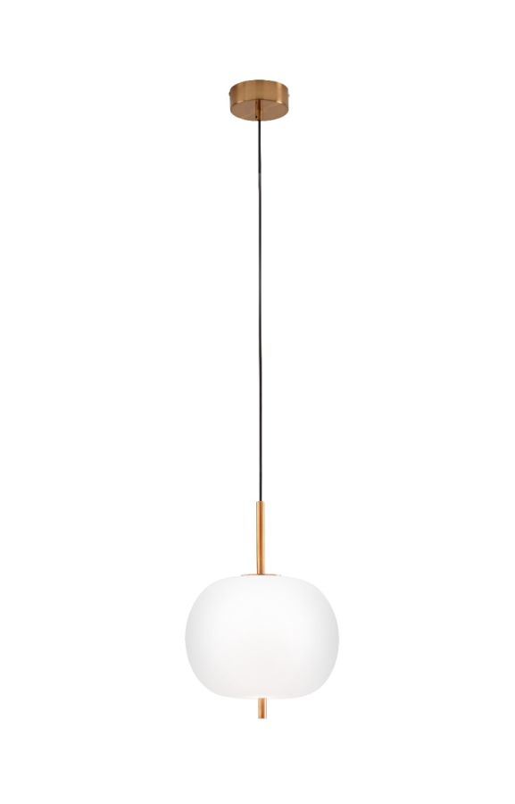 Φωτιστικό Κρεμαστό Ø30 εκ. Led 18w 3000K 1329lm Μέταλλο Βουρτσιστό Χρυσό-Γυαλί Λευκό Perenz Cirro 6668 B LC