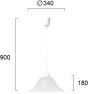 Φωτιστικό Κρεμαστό Μονόφωτο Ø340x180XH900mm 1xE27 Γυαλί Αλάβαστρος Λευκό Viokef Duet 3927500