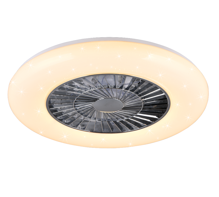 Ανεμιστήρας Οροφής Χρωμέ 59cm Led 39,6w 3000-6500K 3900lm Trio Lighting Visby R62402106