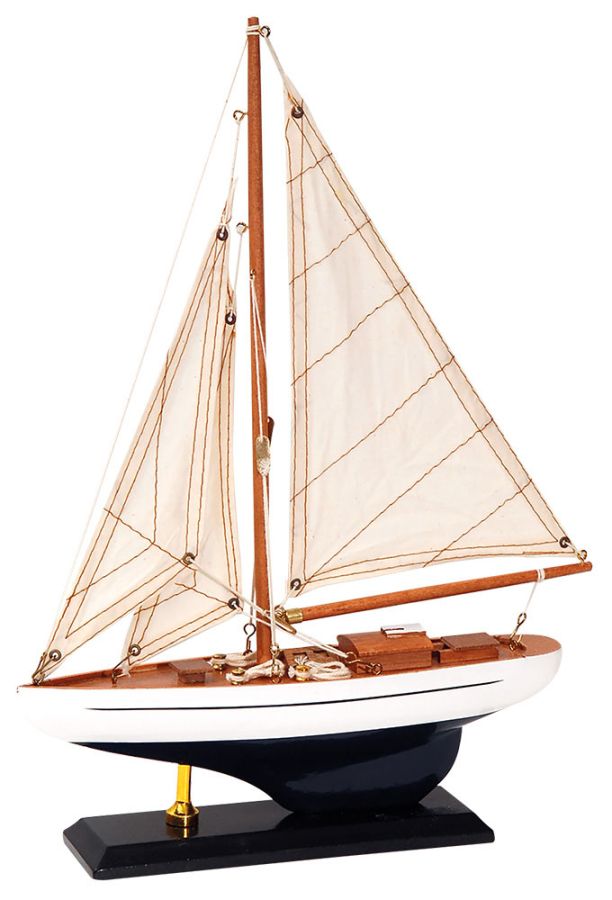 Ξύλινο Παραδοσιακό Καράβι 25 x 6 x 36(h)cm,Χρώμα Καφέ- Μπλέ Lianos 50190323