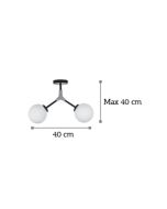 InLight Κρεμαστό φωτιστικό από μαύρο μέταλλο και λευκή οπαλίνα 2XE27 D:40cm 6167-2-GL