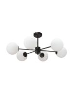 InLight Κρεμαστό φωτιστικό από μαύρο μέταλλο και λευκή οπαλίνα 6XG9 D:55cm 5016-6