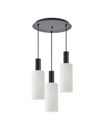 SE21-BL-4-3BL-GL3 ADEPT TUBE Black Pendant White Glass+ HOMELIGHTING 77-8565