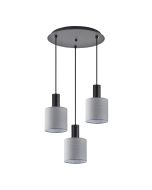 SE21-BL-4-3BL-SH2 ADEPT TUBE Black Pendant Grey Fabric Shade+ HOMELIGHTING 77-8516