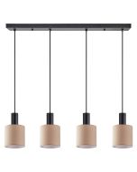 SE21-BL-4-4BL-SH3 ADEPT TUBE Black Pendant Brown Fabric Shade+ HOMELIGHTING 77-8525