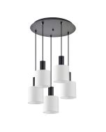 SE21-BL-4-5BL-SH1 ADEPT TUBE Black Pendant White Fabric Shade+ HOMELIGHTING 77-8510