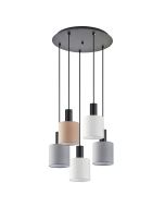 SE21-BL-4-5BL-SH123 ADEPT FLEX Black Pendant White, Grey, Brown Fabric Shade+ HOMELIGHTING 77-8916