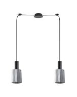 SE21-BL-4-BL2-GL1 ADEPT TUBE Black Pendant Smoked Glass+ HOMELIGHTING 77-8486