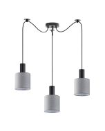 SE21-BL-4-BL3-SH2 ADEPT TUBE Black Pendant Grey Fabric Shade+ HOMELIGHTING 77-8514