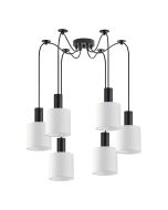 SE21-BL-4-BL6-SH1 ADEPT TUBE Black Pendant White Fabric Shade+ HOMELIGHTING 77-8506