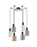SE21-BL-4-BL6-SH12 ADEPT FLEX Black Pendant White, Grey, Brown Fabric Shade+ HOMELIGHTING 77-8918