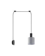 SE21-BL-4-NM1W-SH2 ADEPT TUBE Black Matt Wall Lamp Grey Fabric Shade+ HOMELIGHTING 77-8811
